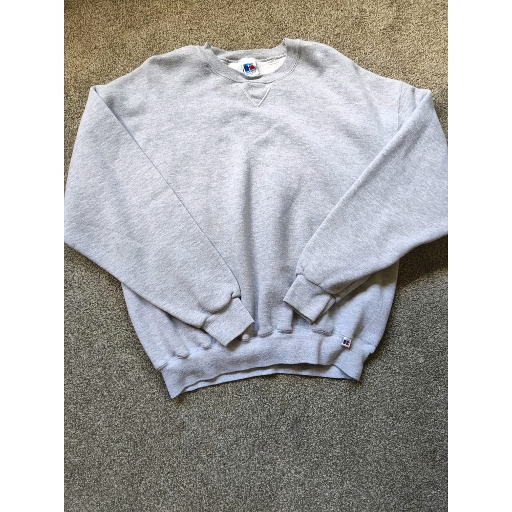 Russell Athletic Mens Gray Blank Crewneck Sweatshirt Size XL